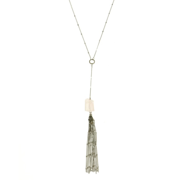 Express Jewelry - Semi-Precious Tassel -Necklace Silver & Pink NWT